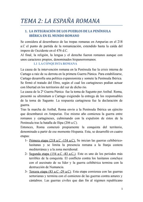 Resumen Historia Del Derecho Espanol T Tema La Espa A Romana