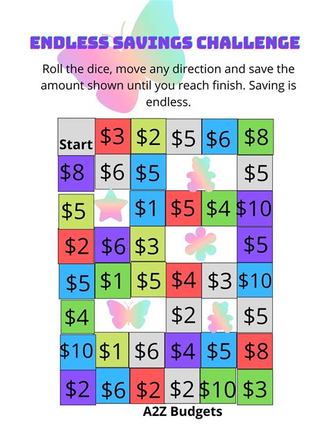 Dice Endless Savings Challenge Instant Digital Download Printable PDF