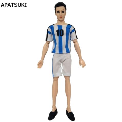 1set 16 Football Sport Wear For Ken Doll Clothes Blue Top Clothes