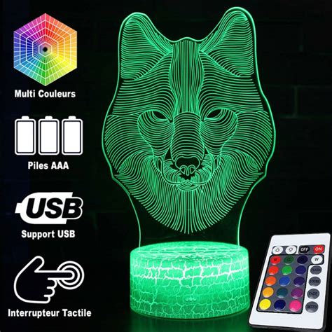 Lampe 3d Tête De Loup Livraison Gratuite