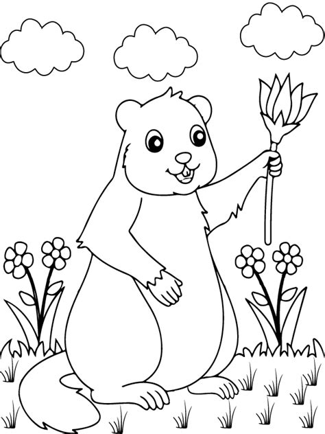 Funny Groundhog Coloring Page - Free Printable Coloring Pages for Kids