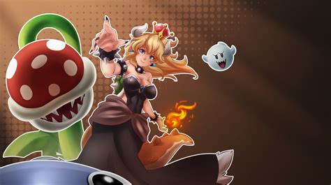 Ghost Piranha Plant Blue Eyes Blonde Mario P Crown Bowsette