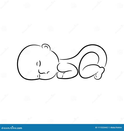 Sleeping baby silhouette stock vector. Illustration of line - 111533442