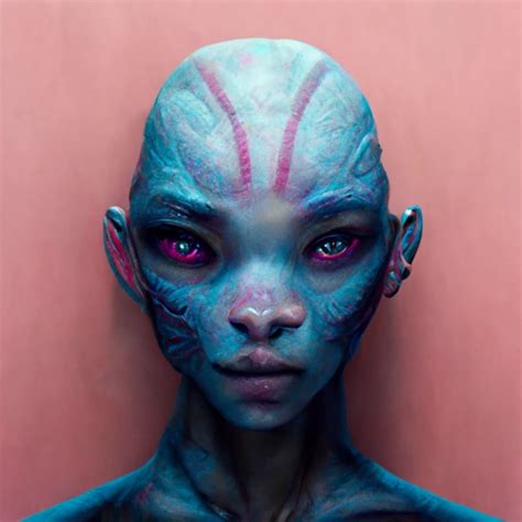 Alien Man Light Blue Skin Pink Face Markings Ultra Midjourney