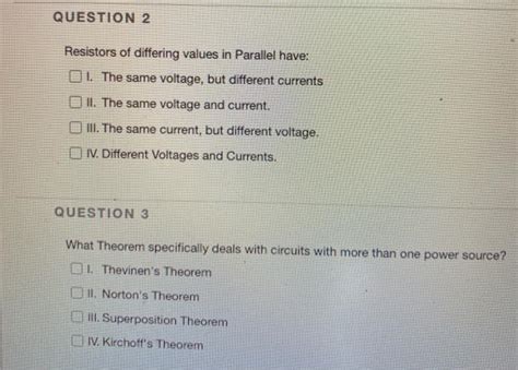 Solved Question 2 Resistors Of Differing Values In Parallel