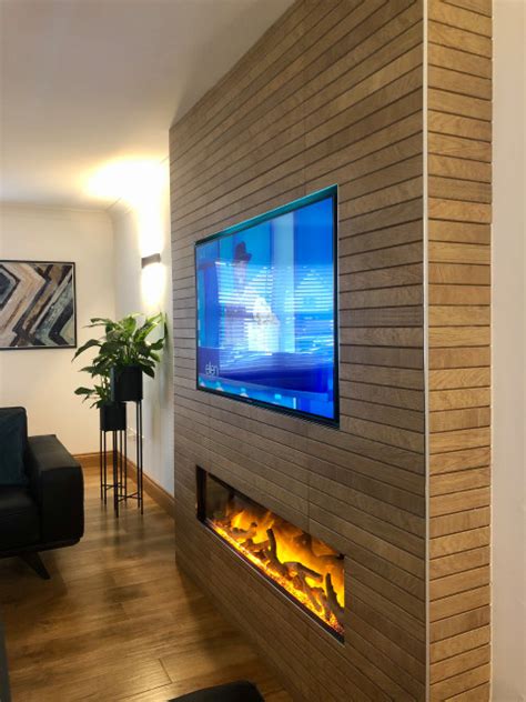 Custom Created Fireplace Media Wall Contemporain Salon Glasgow