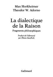 Collection Tel Max Horkheimer Theodor W Adorno La Dialectique De La