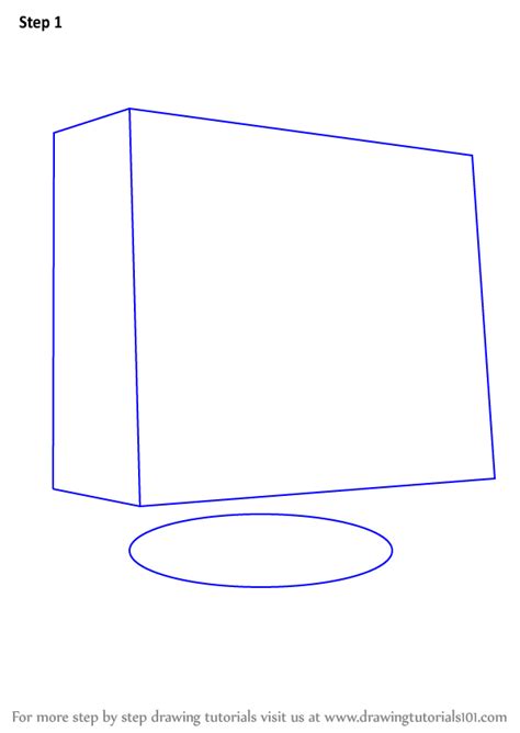 Learn How to Draw a Computer Monitor (Computers) Step by Step : Drawing Tutorials