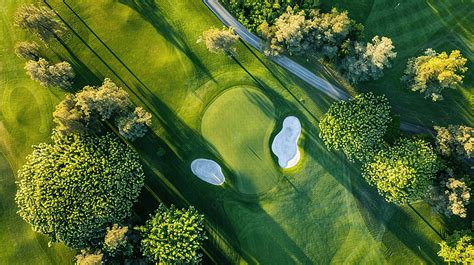 A Golf Course Hole Aerial View Background, Grass, Green, Hole ...