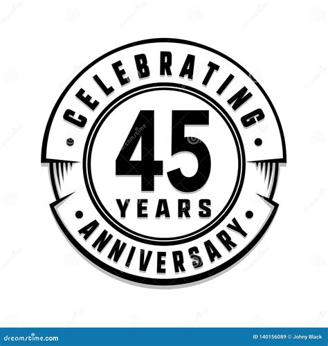 45 Years Anniversary Logo Template 45th Vector And Illustration Stock