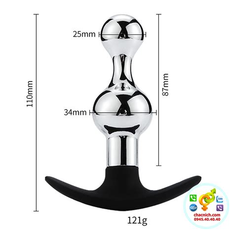 Đồ chơi tình yêu cửa sau phích cắm inox 2 ngấn Anal Plug