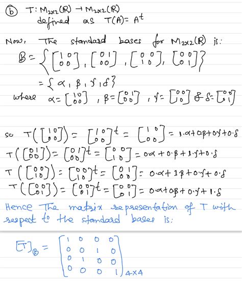 Solved For Each Linear Transformation Below Find The Matrix