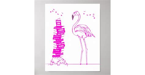 Flamingo Reading Poster | Zazzle