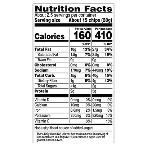 Nutrition Label For Lays Potato Chips - Home Alqu