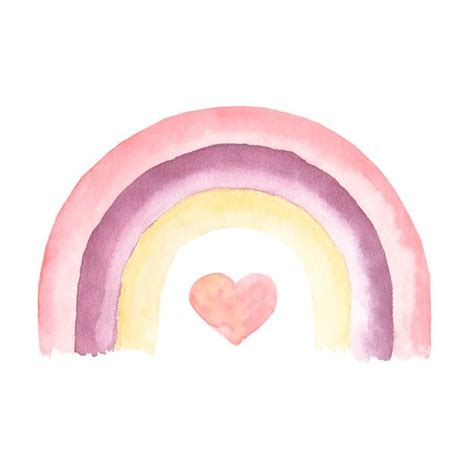 Premium Photo Watercolor Hand Painted Boho Rainbow Clipart Set