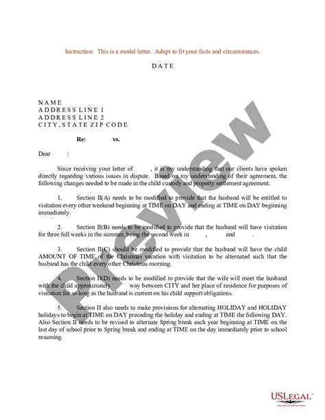 Sample Divorce Settlement Offer Letter