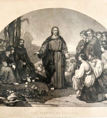 Jesus Christ Parable Of The Lily Engraving 1859 Victorian Religious Art