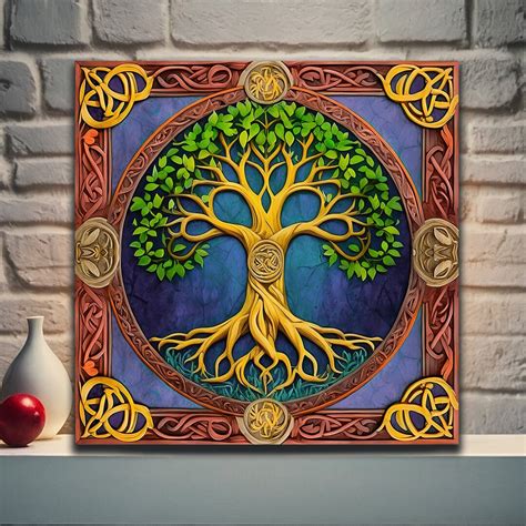 Tree Of Life Canvas Wall Art Yggdrasil Canvas Mandala Artwork Celtic