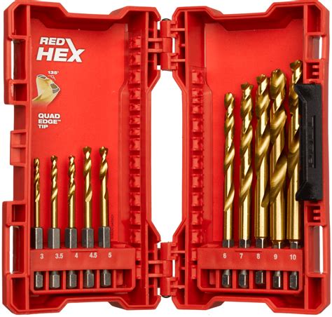 MILWAUKEE Sada vrtákov do kovu RED HEX SHOCKWAVE HSS G TiN O 10 ks