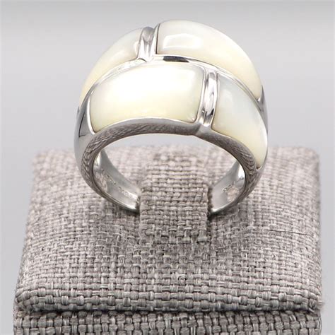 Bague Argent Massif Et Nacre