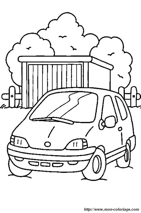 Coloriage de Voitures image voiture garage à colorier