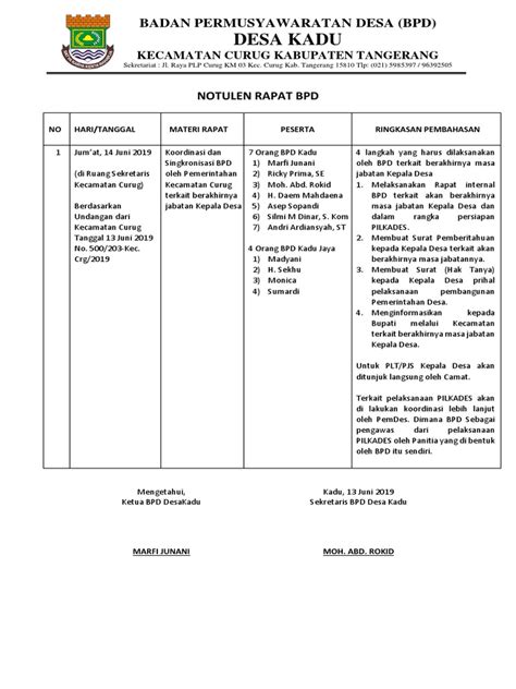 Detail Contoh Notulen Rapat Desa Koleksi Nomer 41