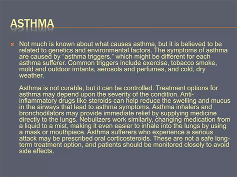 Asthma Causes Symptoms And Treatments Ppt