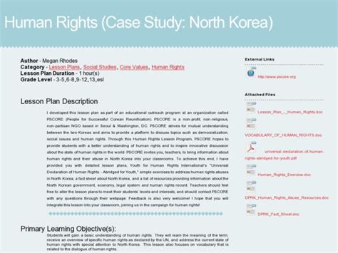 People For Successful Corean Reunification Pscore Lesson Plan For 3rd