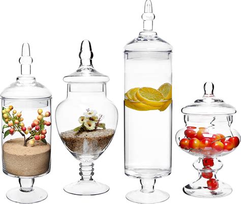 Myt 4 Piece Set Clear Glass Apothecary Jars With Lids