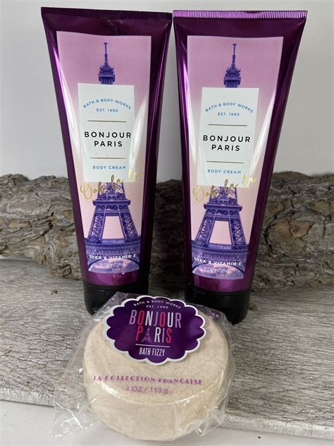 3 Pc Bath Body Works BONJOUR PARIS OOH LA LA Body Cream And Fizzy