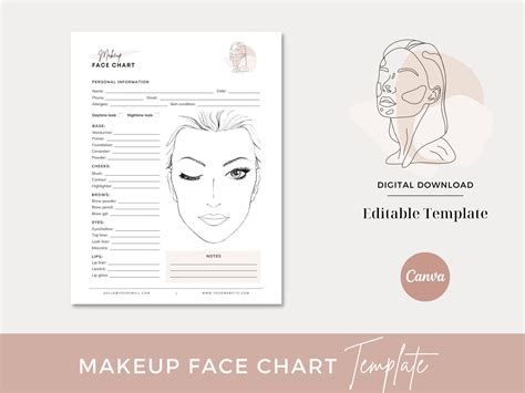 Makeup Artist Face Chart Makeup Consultation Form Makeup Artist Form