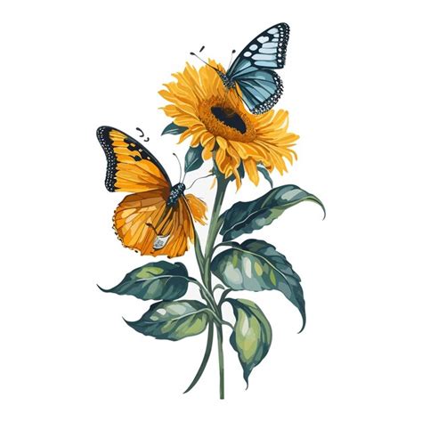 Premium Vector | Watercolor butterfly flower