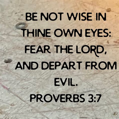 Proverbs 3 7 Be Not Wise In Thine Own Eyes Fear The Lord And Depart