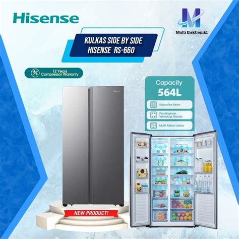 Jual Hisense Kulkas Pintu Side By Side L Rs N Ign Silver