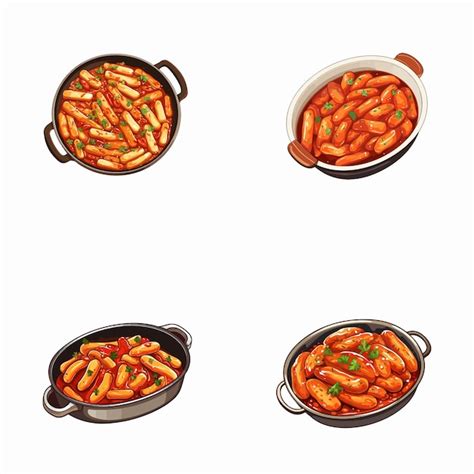 Un Ensemble D Illustrations Vectorielles De Tteakbokki Vecteur Premium