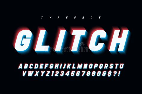 Glitched Display Font Design Alphabet Typeface Letters Stock Vector