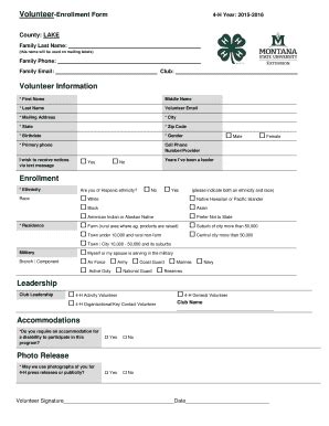 Fillable Online Msuextension Volunteer Enrollment Form Fax Email Print