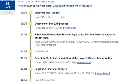 Horizon Europe Coordinators Day Grant Agreement Preparation