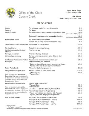 Fillable Online Clarkcountynv Clerk S Office Fee Schedule Clark