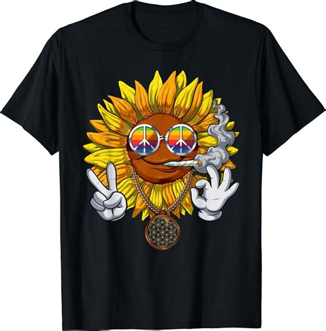 Sunflower Hippie Floral Peace Sign Hippies Flower Boho T Shirt