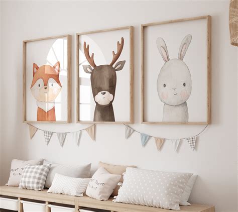 Animals Nursery Prints Nursery Animals Art Woodland - Etsy