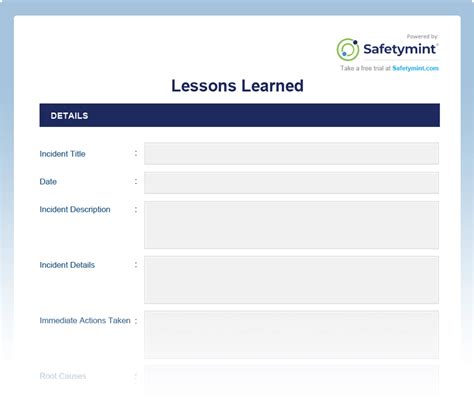 Lessons Learned Safety Template – Download Free PDF Checklist