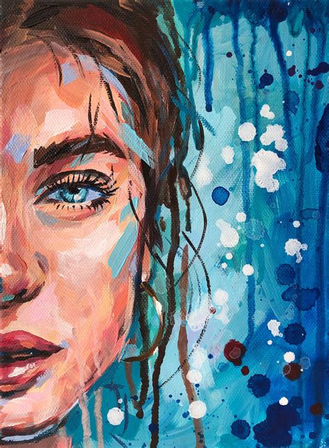 Stella Original Acrylic Painting Expressive Portrait Girl Etsy