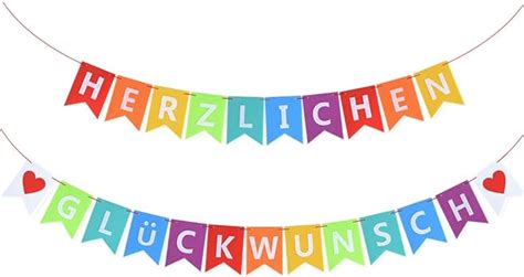 VINFUTUR German HERZLICHEN GLÜCKWUNSCH Banner Congratulation Felt