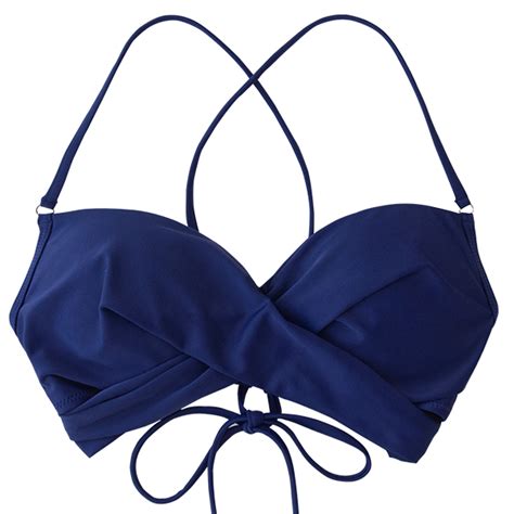 Navy Wrap Lace Up Bikini Top