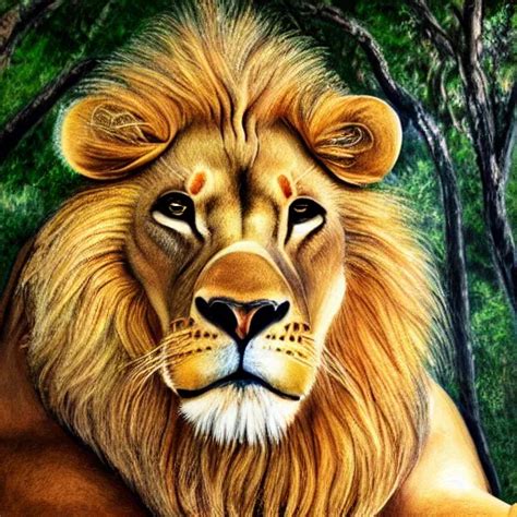 Photorealistic Painting Of A Lion Face Under A Stable Diffusion