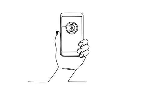 Une main tenant un téléphone portable avec une icône Bitcoin Dessin en