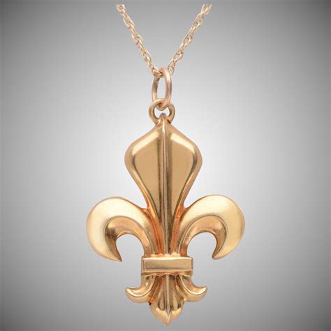 Antique 14 Kt Yellow Gold Fleur De Lis Pendant Fleur De Lis Pendant