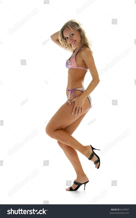 Sexy Blond Girl Bikini Over White Stock Photo 6167827 Shutterstock