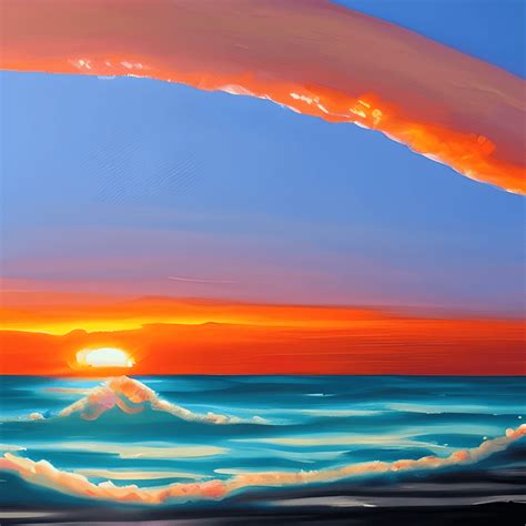 Beautiful Sunset over Ocean Painting · Creative Fabrica